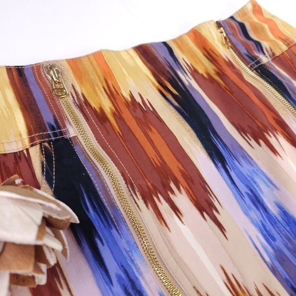 ETCETERA Multicolored Double Gold Front Zipper Skirt Absolutely Gorgeous Sz 4 - Picture 11 of 14